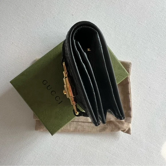 BRAND NEW!! Gucci GG Jackie Denim Black and Gold Wallet - Picture 3 of 11